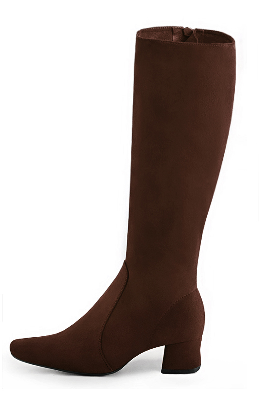 French elegance and refinement for these dark brown feminine knee-high boots, 
                available in many subtle leather and colour combinations. Record your foot and leg measurements.
We will adjust this pretty boot with zip to your measurements in height and width.
You can customise your boots with your own materials, colours and heels on the 'My Favourites' page.
To style your boots, accessories are available from the boots page. 
                Made to measure. Especially suited to thin or thick calves.
                Matching clutches for parties, ceremonies and weddings.   
                You can customize these knee-high boots to perfectly match your tastes or needs, and have a unique model.  
                Choice of leathers, colours, knots and heels. 
                Wide range of materials and shades carefully chosen.  
                Rich collection of flat, low, mid and high heels.  
                Small and large shoe sizes - Florence KOOIJMAN